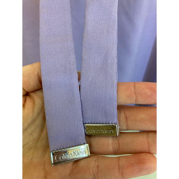 Calvin Klein Sleeveless Lilac Lightweight Tie Collar Spring Blouse Size Large - Picture 7 of 8